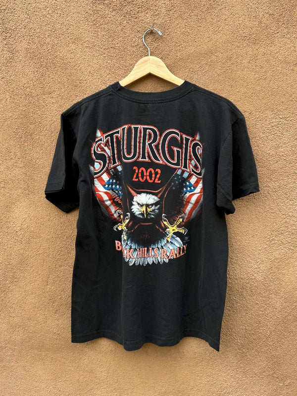 Sturgis 2002 Black Hills Rally Spirit Eagle American Biker T-shirt