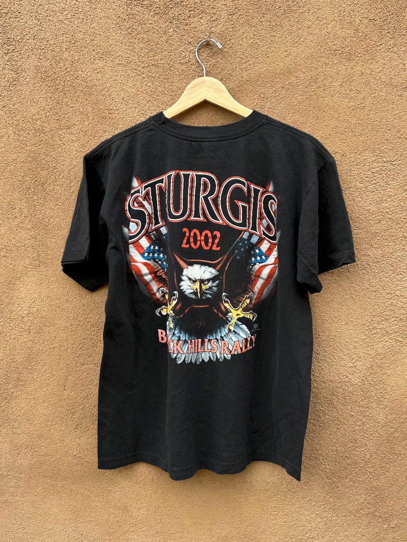 Sturgis 2002 Black Hills Rally Spirit Eagle American Biker T-shirt