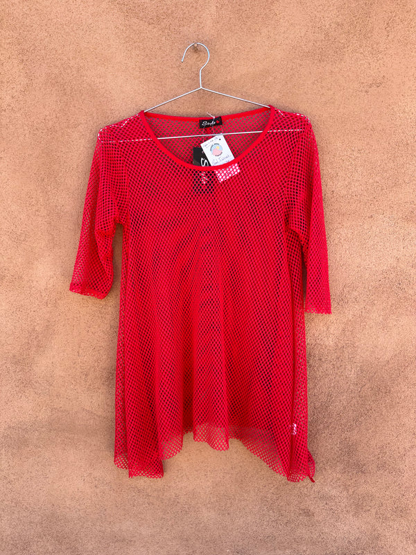 Red Fishnet Deadstock Top by "Style"
