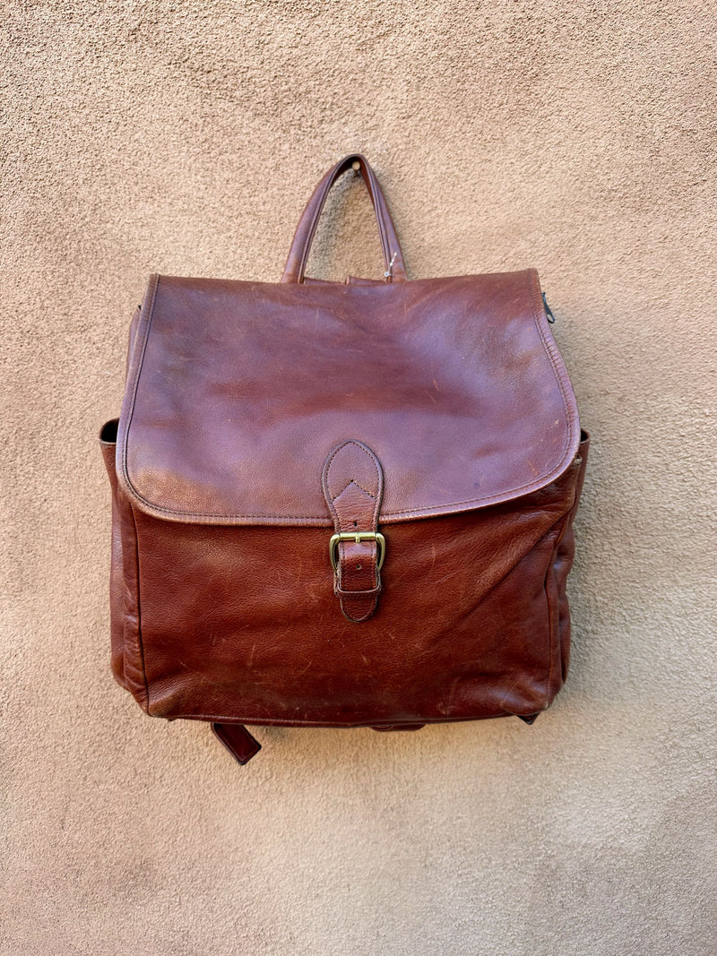 Aston Leather Brown Backpack with Brass Detail