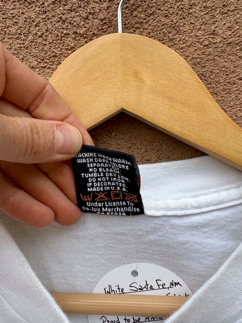 White Santa Fe, NM Harley Davidson T-shirt Proud to be American