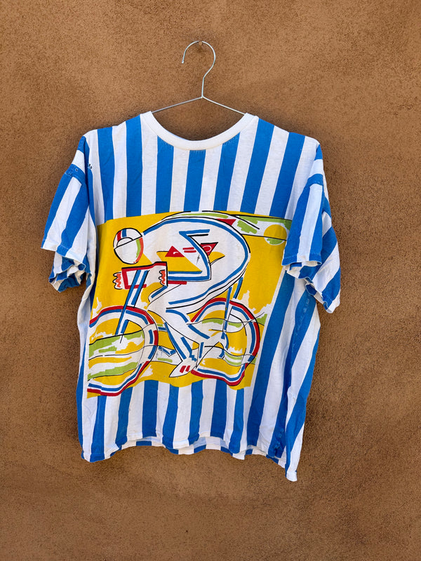 Thrashed Cycling Striped T-shirt