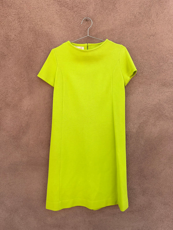 1960's Neon Green Wool Mod Dress by Catalina California