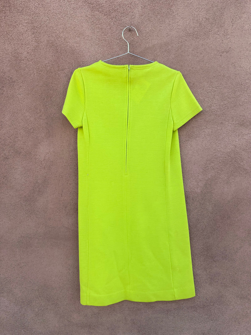 1960's Neon Green Wool Mod Dress by Catalina California