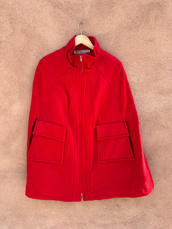 S. Howard Hirsh Zip Up Wool Cape with Pockets