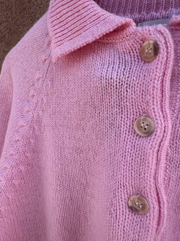 Pink Shetland Pure Wool Collared Sweater