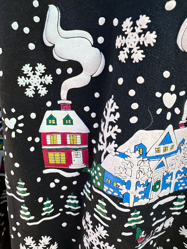 Karen Blake Puff Paint Winter Town Sweatshirt