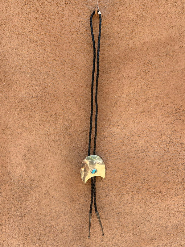 Betty Yellowhorse Modern Art Sterling Silver and Turquoise Bolo Tie
