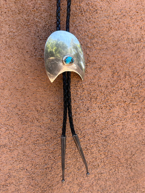 Betty Yellowhorse Modern Art Sterling Silver and Turquoise Bolo Tie