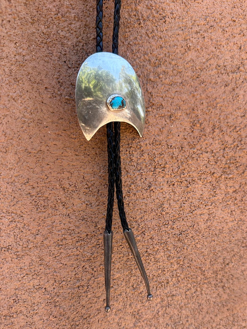 Betty Yellowhorse Modern Art Sterling Silver and Turquoise Bolo Tie