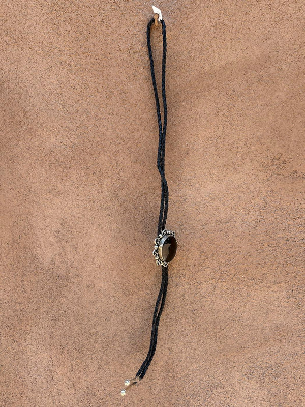 Onyx and Sterling Bloom Bolo Tie