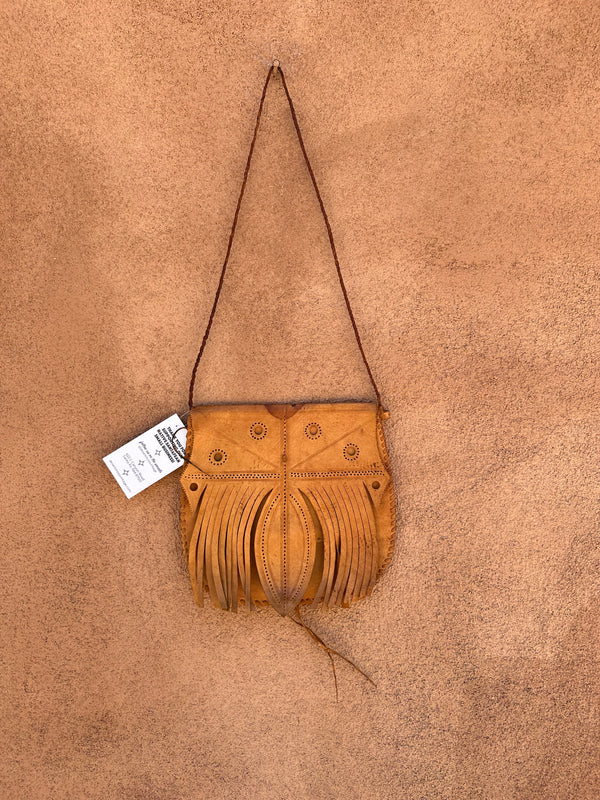 Punched Leather & Fringe Purse - as is