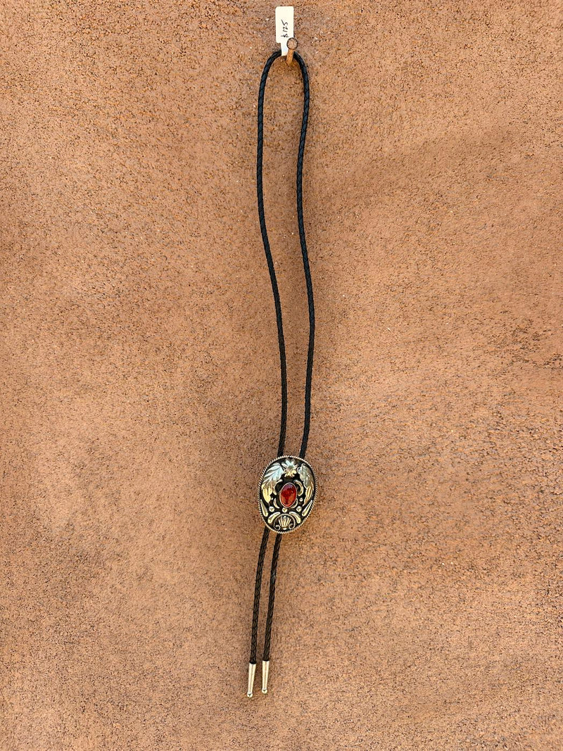 Red Stone Old Pawn Style Bolo Tie