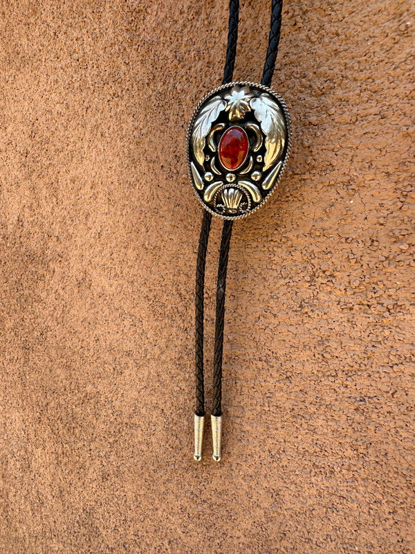 Red Stone Old Pawn Style Bolo Tie