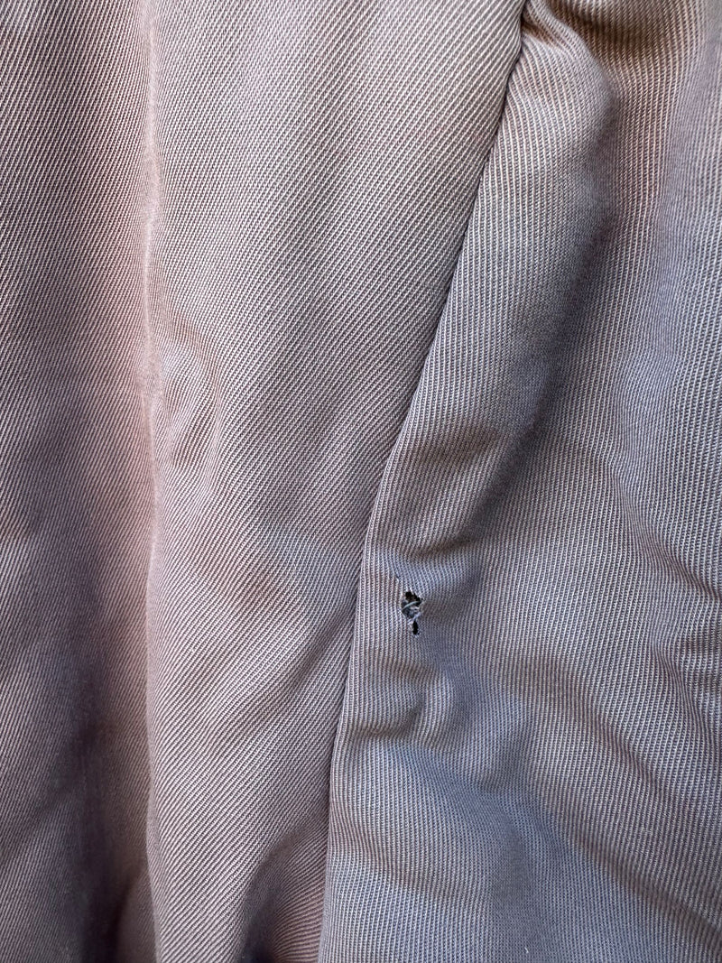 1940's Wool Gabardine Overcoat with Shearling Collar and Wool Lining - as is