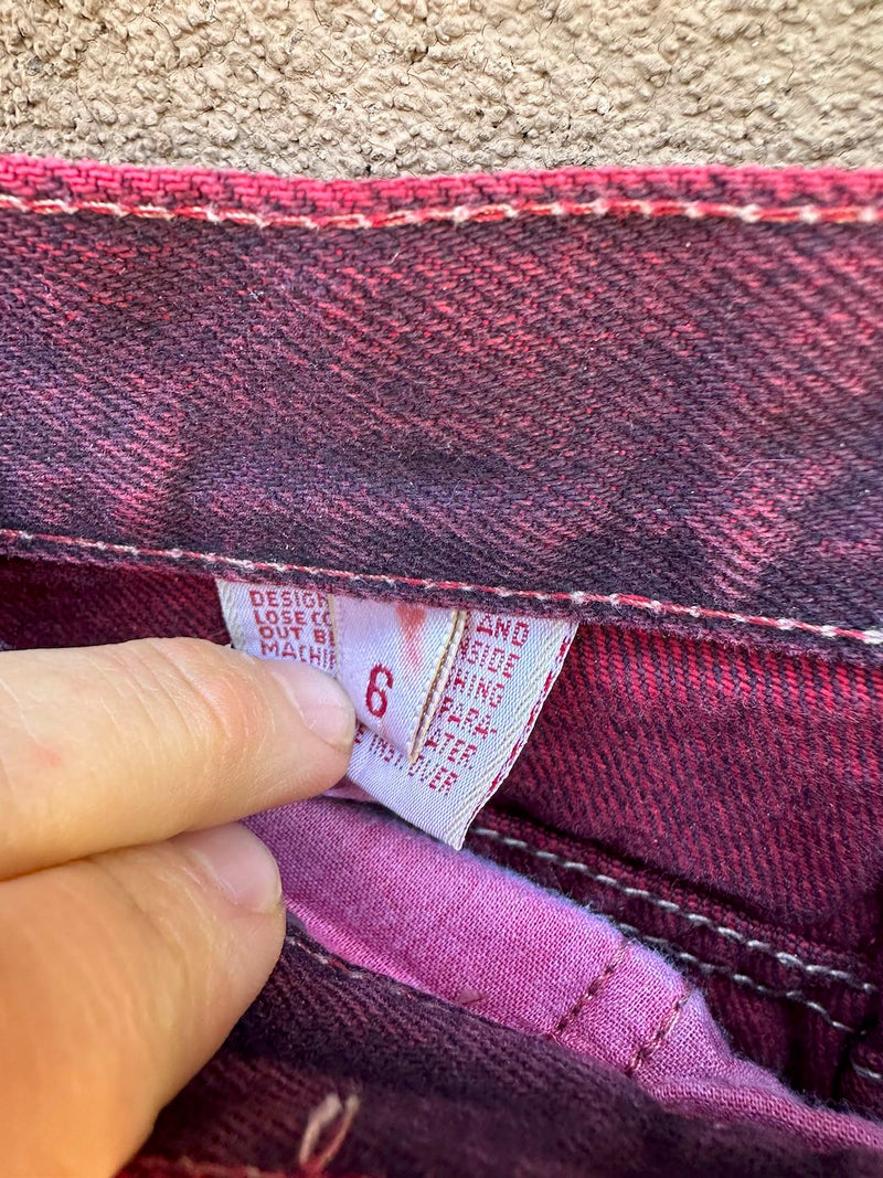 1980's Calvin Klein Burgundy Denim Jeans, 6, w: 24