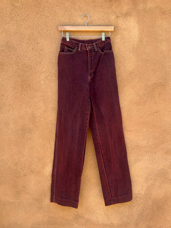 1980's Calvin Klein Burgundy Denim Jeans, 6, w: 24