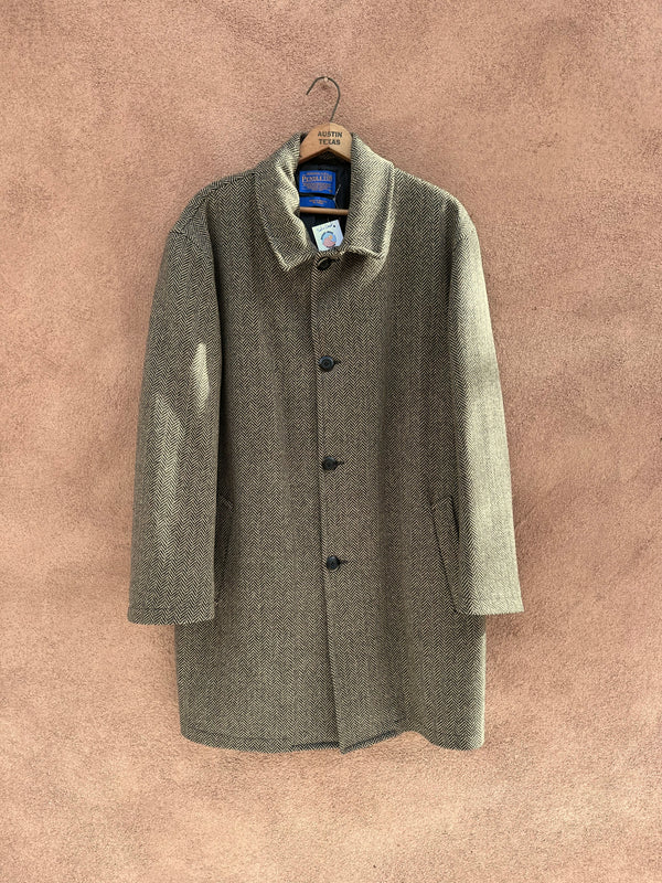 Gray & Black Herringbone Pendleton Car Coat - 100% Wool