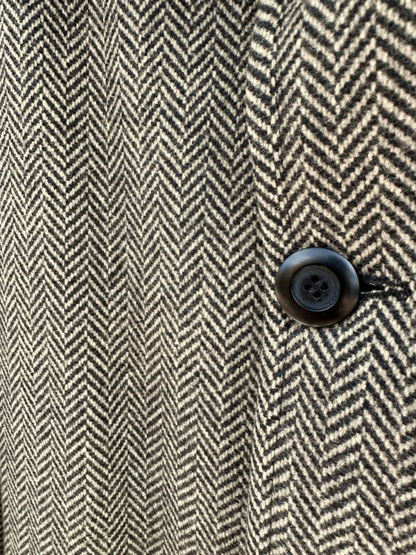 Gray & Black Herringbone Pendleton Car Coat - 100% Wool