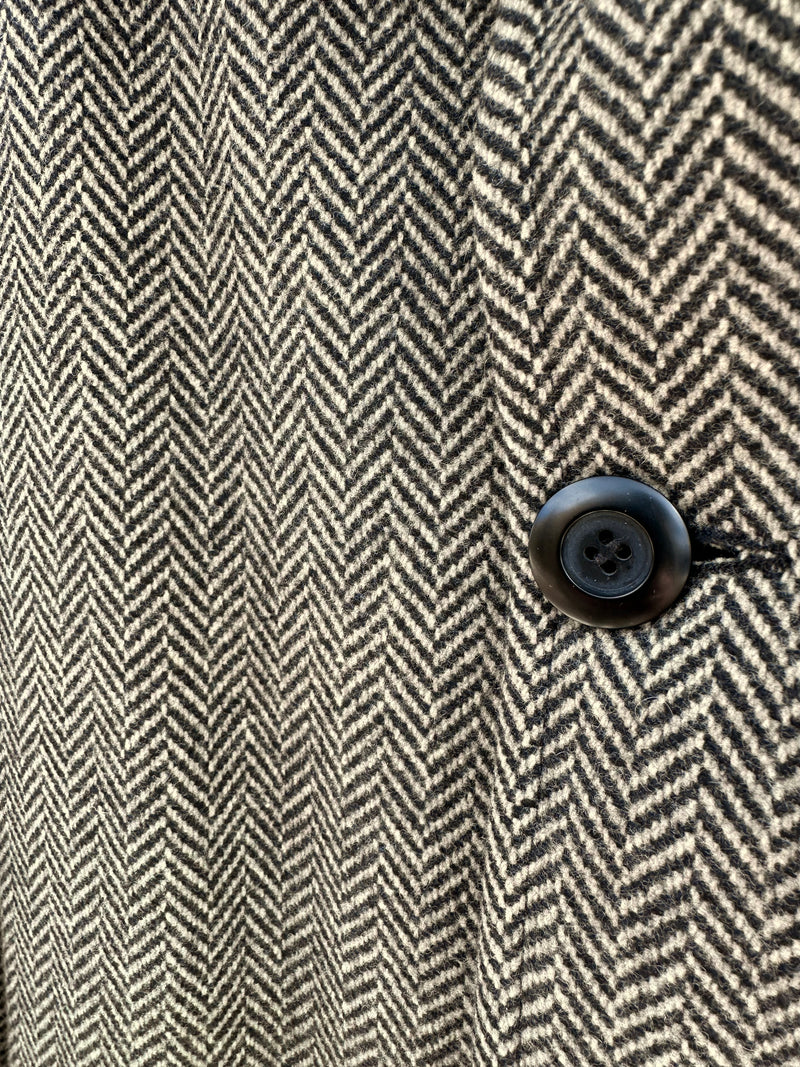 Gray & Black Herringbone Pendleton Car Coat - 100% Wool