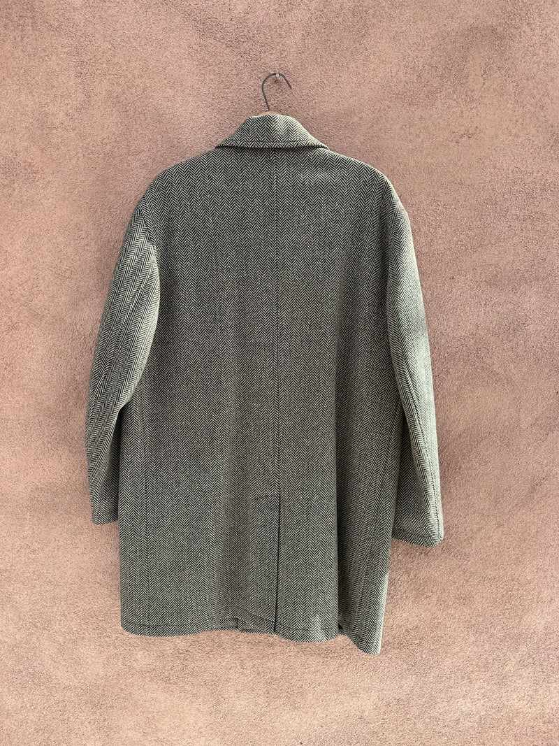 Gray & Black Herringbone Pendleton Car Coat - 100% Wool