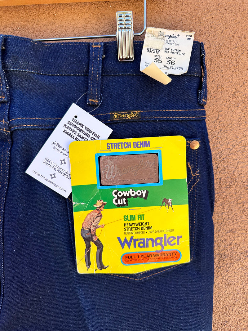 Wrangler Dark Wash Slim Fit Cowboy Cut Jeans 35 x 36