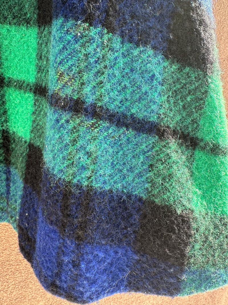 Mod Wool Plaid Mod Cape with Pockets - Blue & Green