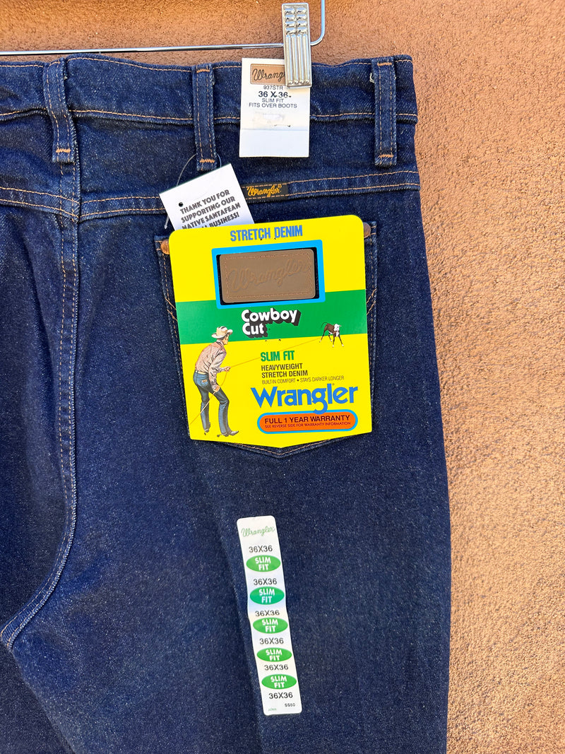 Dark Wash Wrangler Slim Fit Cowboy Cut Jeans 36 x 36