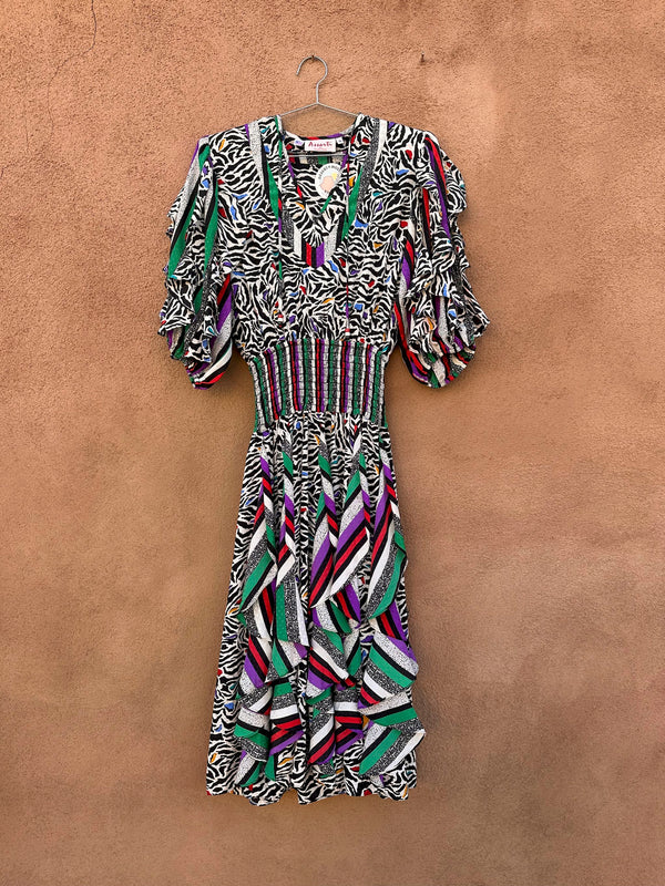 Totally 80's Assorti for Susan Freis Abstract Dress