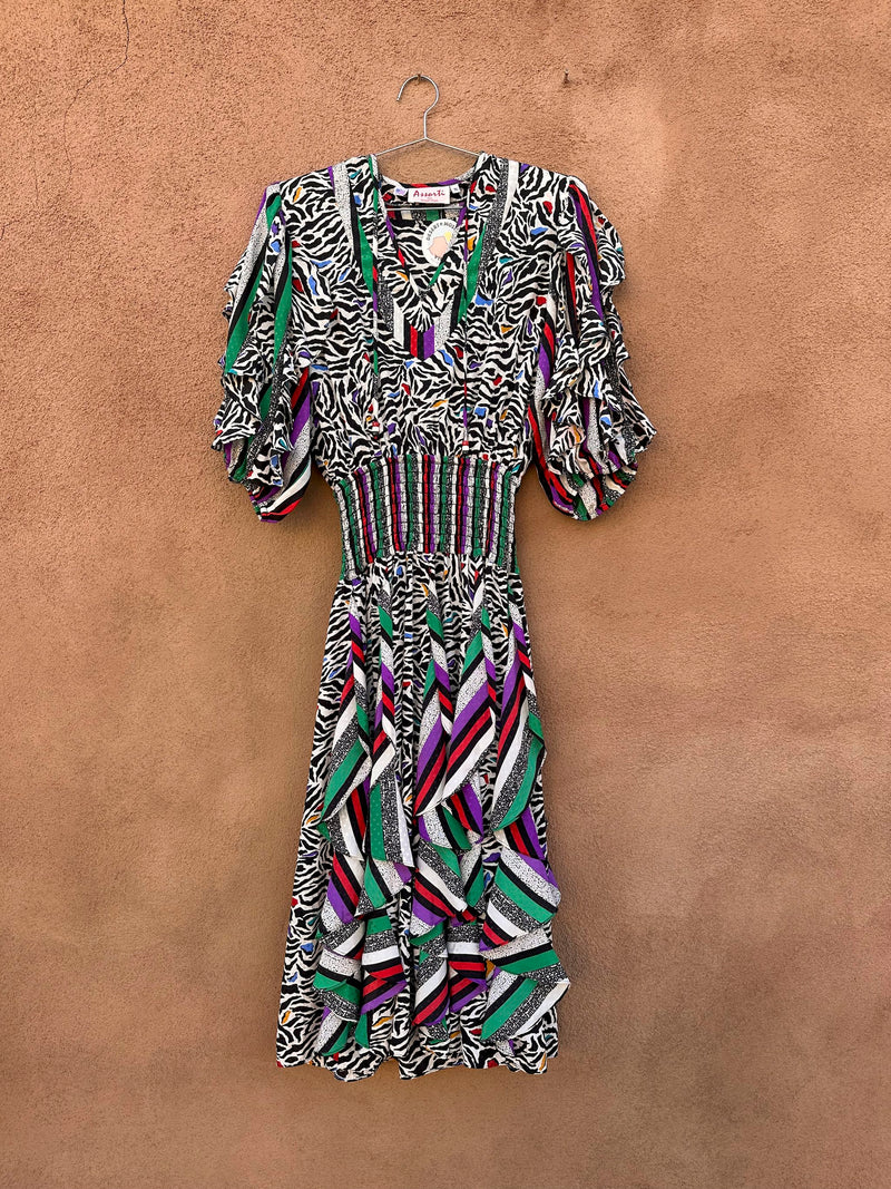 Totally 80's Assorti for Susan Freis Abstract Dress