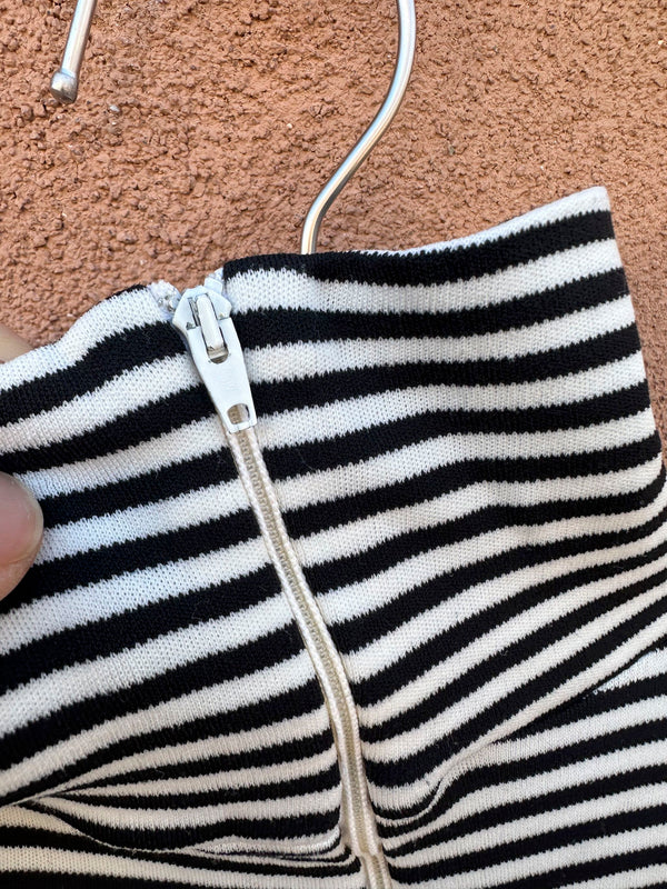 Striped Henley Zip Mock Turtleneck Blouse