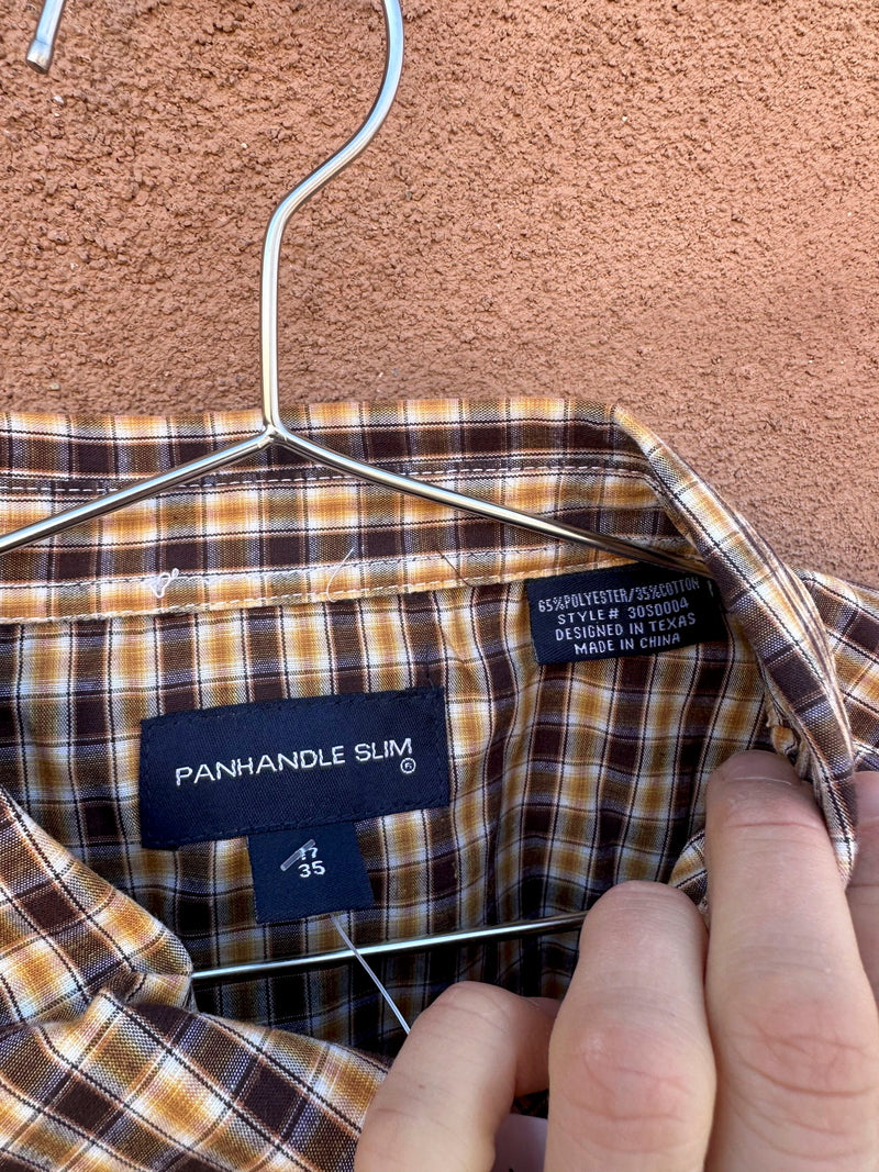 Plaid Panhandle Slim Yellow & Brown Plaid Western Shirt