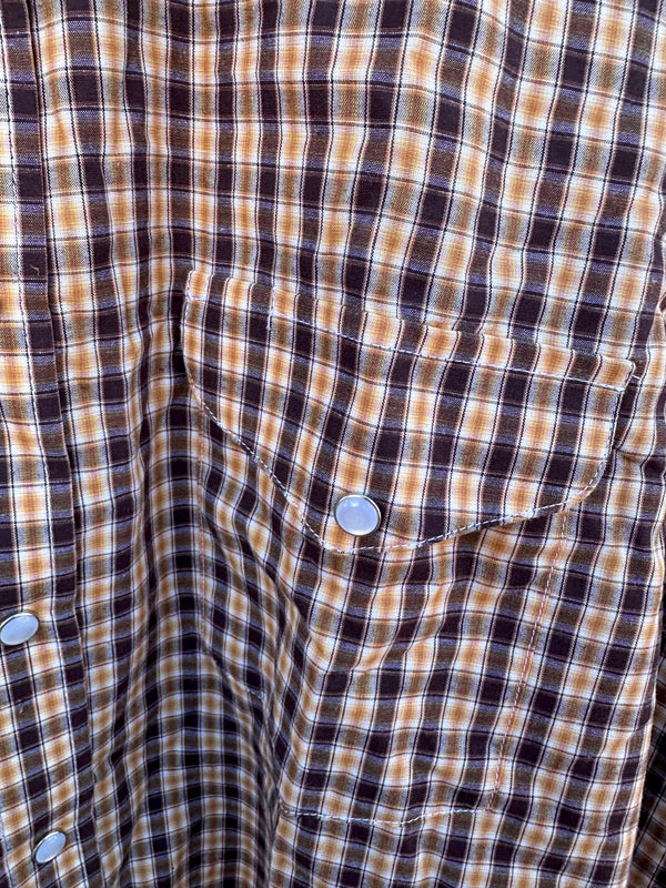 Plaid Panhandle Slim Yellow & Brown Plaid Western Shirt