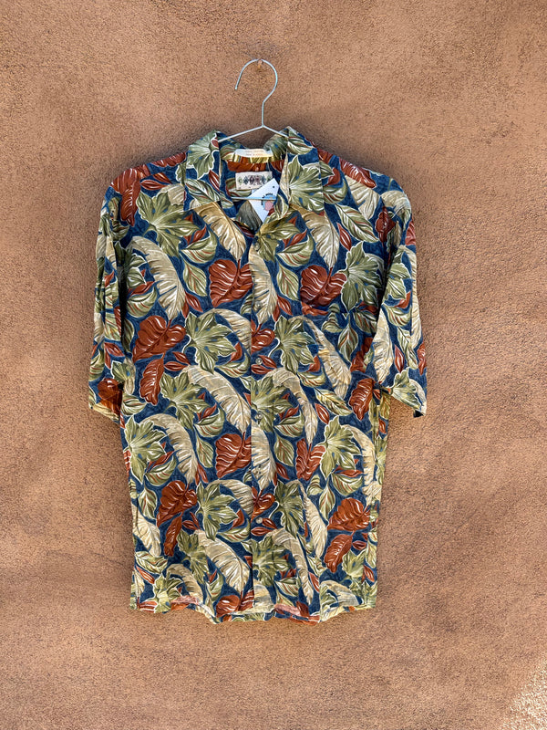 Campia Palm Leaf Print Rayon Shirt