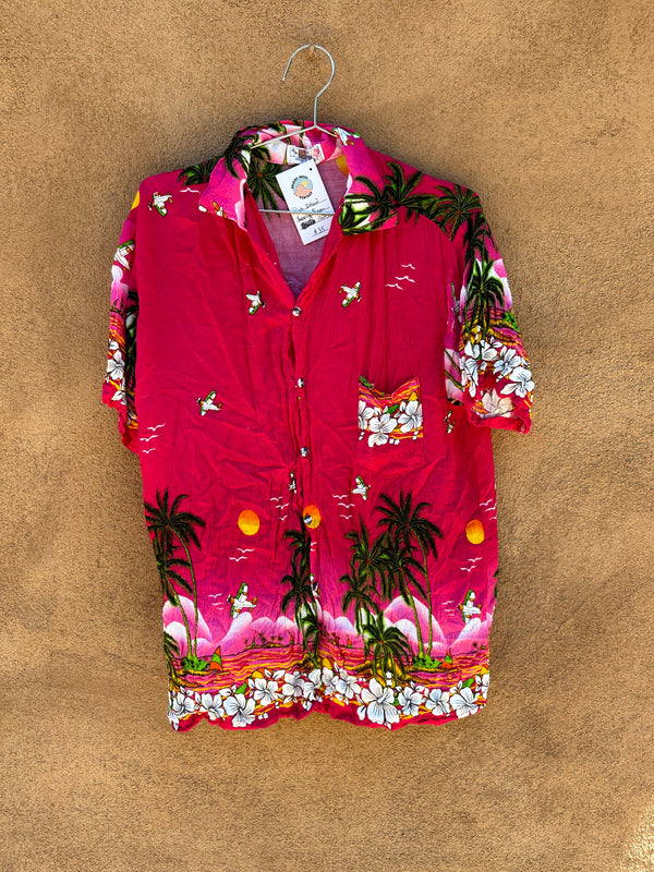 Pink Island Hopping Rayon Shirt