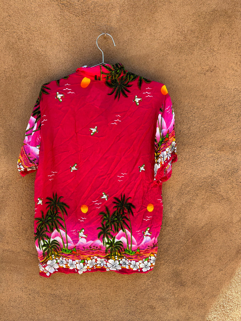 Pink Island Hopping Rayon Shirt