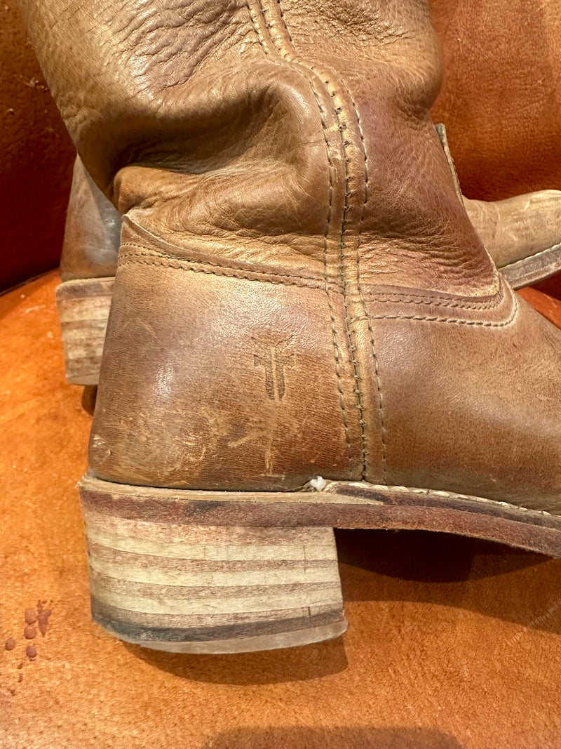 Brown Leather Frye Campus Boots, 8.5