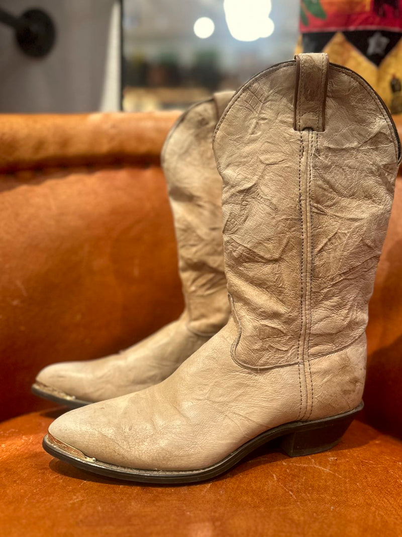 Beige Soft Leather Boots, 8