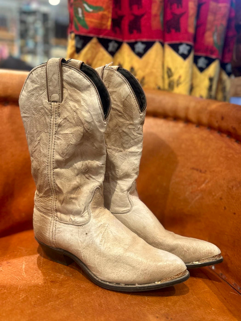 Beige Soft Leather Boots, 8