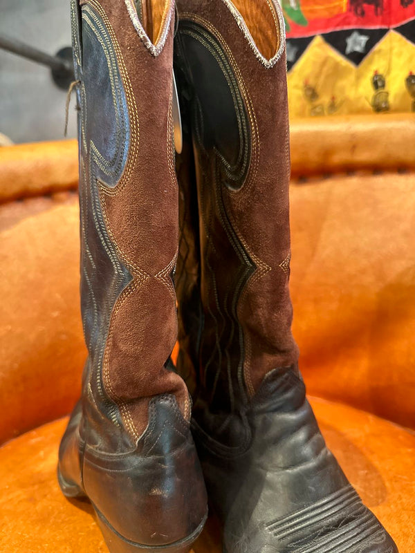 Suede & Brown Leather Dan Post Boots, 7A, Made in Spain