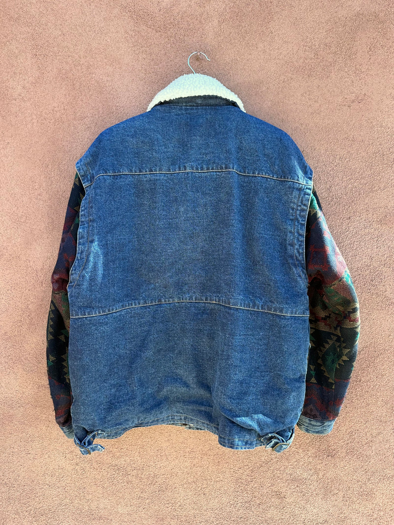 Denim & Tapestry Southwest Style Jacket with Faux Shearling Collar