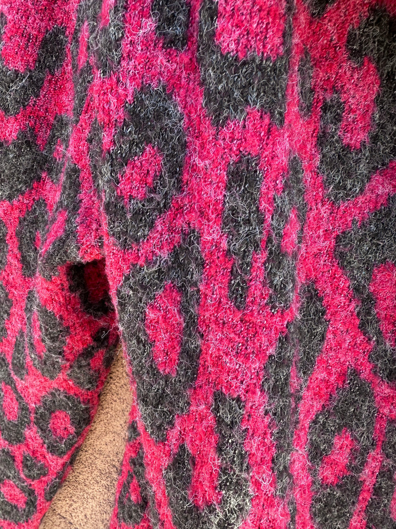 Red Leopard Long Sweater Jacket