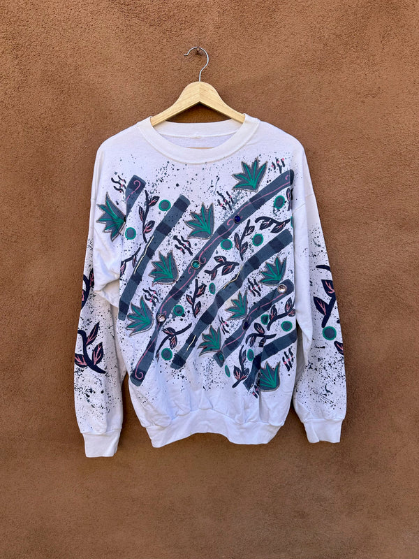 Abstract Boho Sweatshirt with Glitter Glue