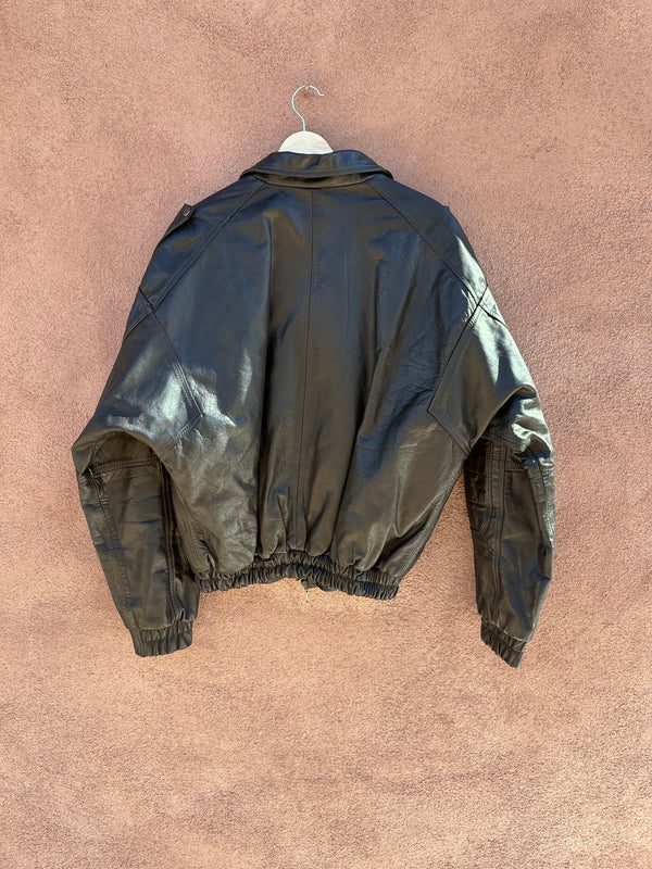1980's Style Black Leather New Wave Jacket - as is, needs zip