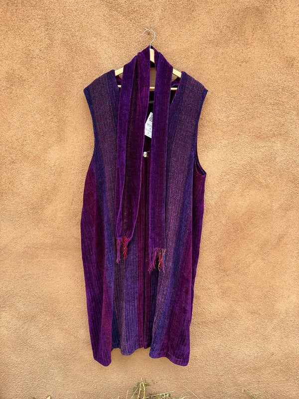 Long Purple Vest Dress with Belt & Buffalo Nickel Button