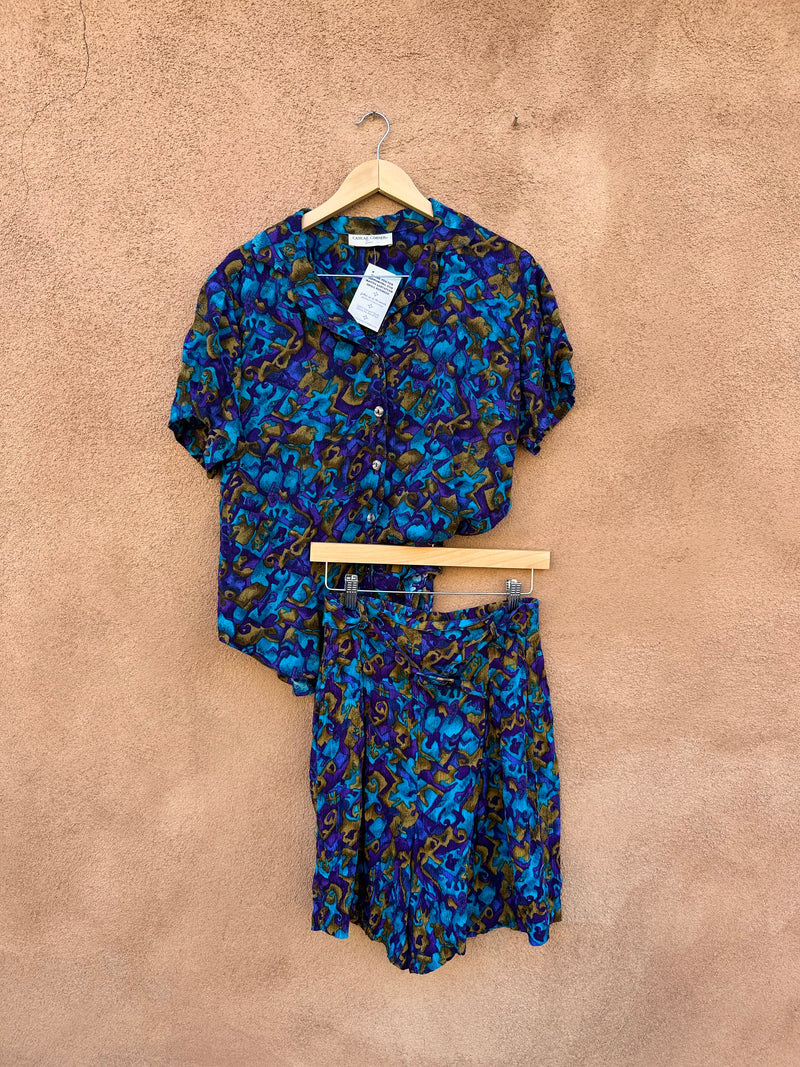 Casual Corner Shorts & Blouse Set with Built in Belt