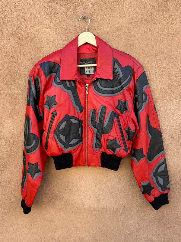 80's Michael Hoban North Beach Western Themed Cropped Bomber - as is