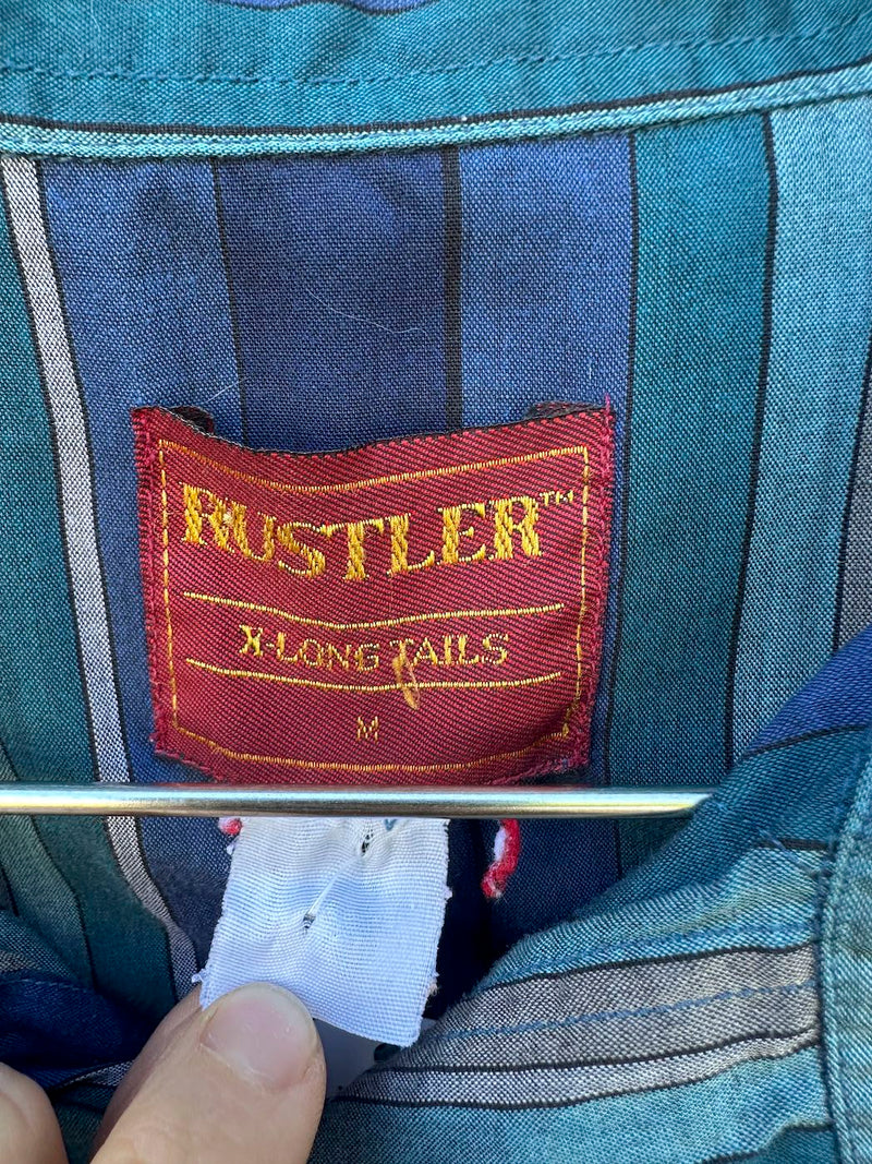 Striped Western Pearl Snap Rustler Shirt - as is