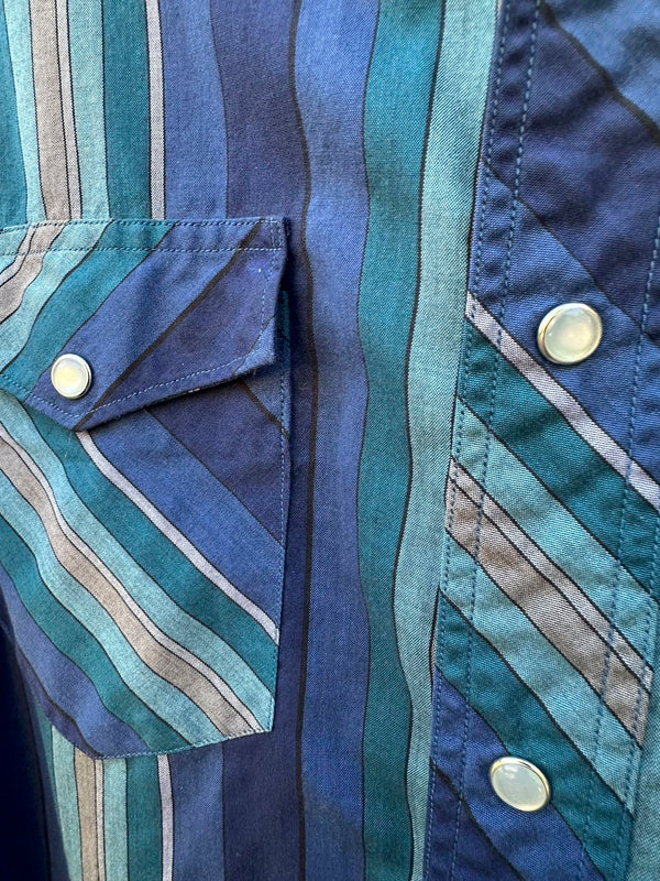 Striped Western Pearl Snap Rustler Shirt - as is