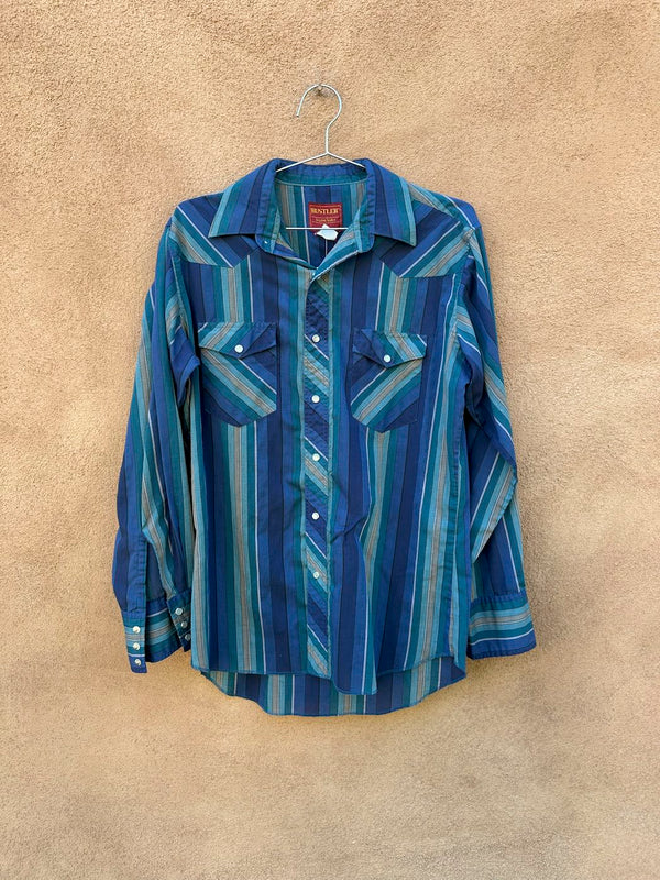 Striped Western Pearl Snap Rustler Shirt - as is